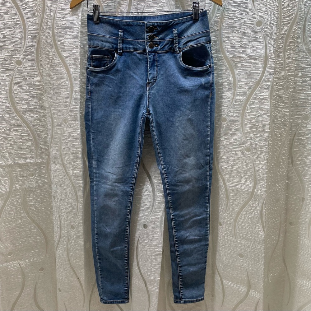 Ibiza Better Booty Skinny Jeans Womens Medium Blue High Waist Triple Button Good